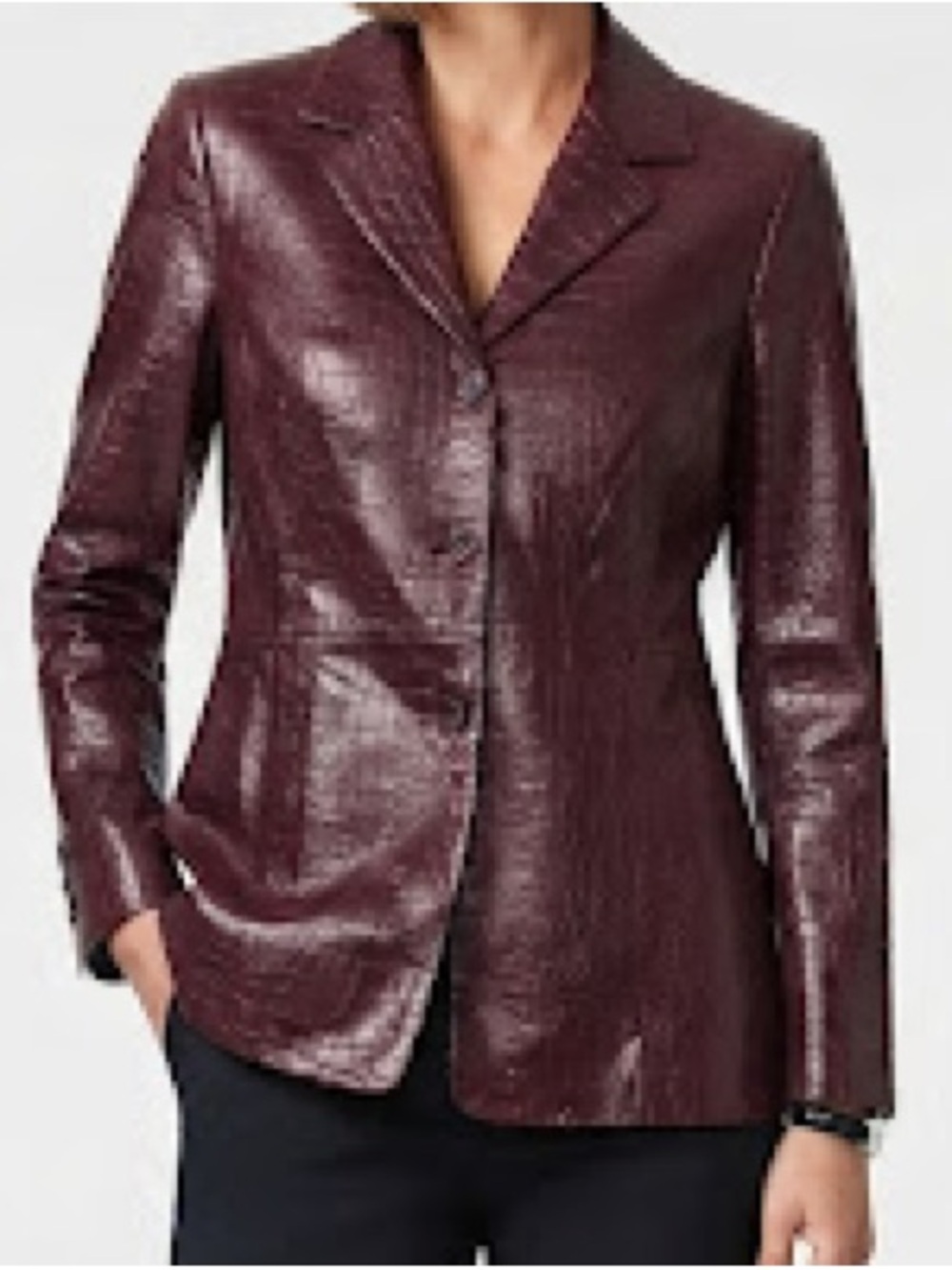 Liz Claiborne Croc-Embossed Leather Jacket 4
